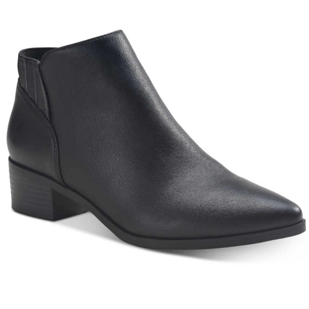 New! American Rag Tori Black Faux Leather Ankle Bootie,